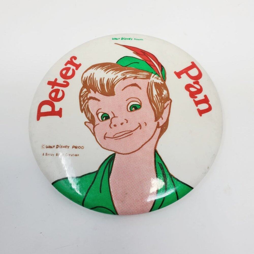 Vintage Walt Disney Productions Peter Pan Large Round Button - Picture 3 of 9
